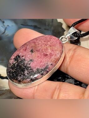 “The Stone of Love” Rhodonite Pendant 2”